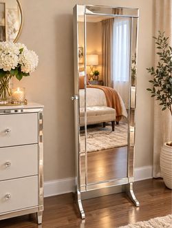 Full-Length Floor Mirror Standing Jewelry Armoir