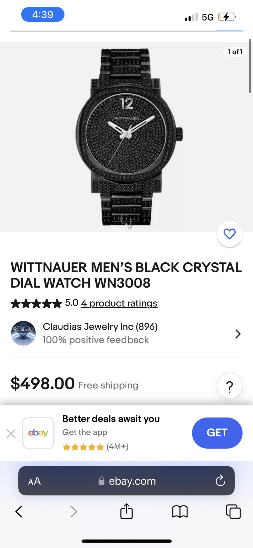 All Black Diamond Wittnauer Watch