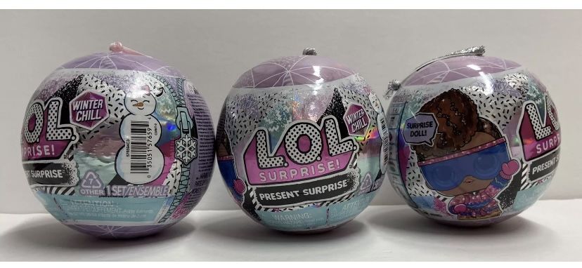 New Lot Of 3 LOL Surprise Winter Chill Present Surprise Mystery Doll & Surprises