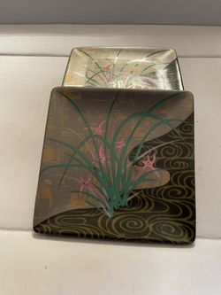 Four Art Pottery Coasters Hand Painted