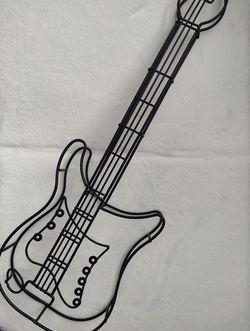 Black Metal Wire Guitar Wall Art