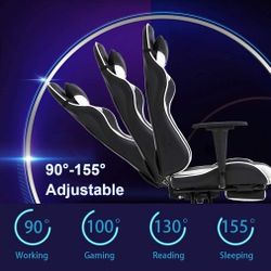 Brand New Gaming Chair with Footrest, Ergonomic Office Chair, Adjustable Swivel Leather Desk Chair, Reclining High Back Computer Chair with Lumbar Sup