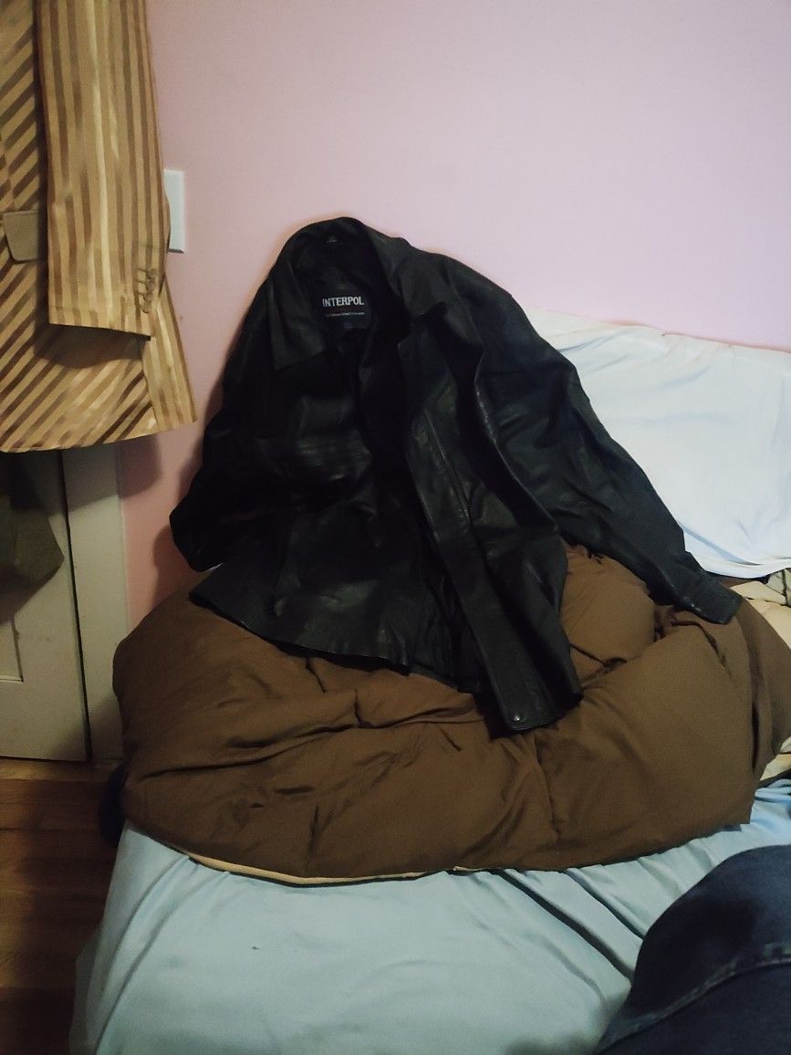 Interpol Men's Black Leather Jacket