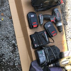 PORTER-CABLE 18 Volt Drill And Saw & 14.4 Volt Drill W/ Charger & Batteries 