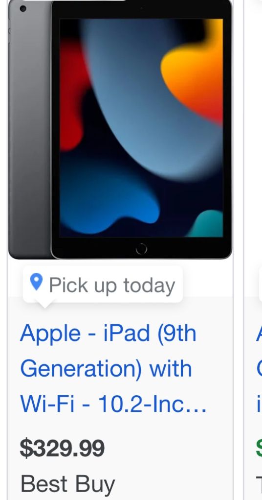 $300- iPad Gen 9.