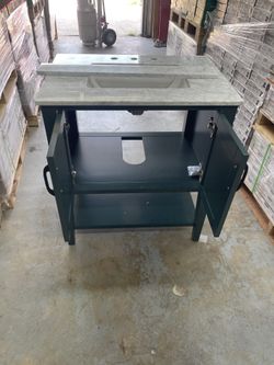 Home Decorators Collection Sherway 31 in. Single Sink Antigua Green Bath Vanity with White Carrara Marble Top (Assembled)