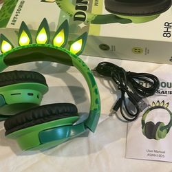 Led Bluetooth Light Up Dinosaur Wireless Headphones