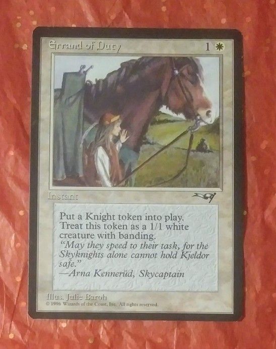 1996 MTG Errand Of Duty Instant Julie Baroh Alliances Magic The Gathering Card Game Wizards Of The Coast Collectible