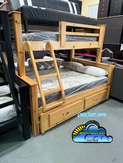 Twin full natural bunk bed with mattresses colchones camas