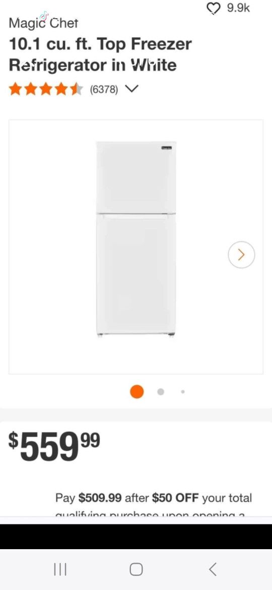 Magic Chef
10.1 cu. ft. Top Freezer Refrigerator in White