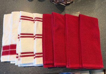 Threshold Burgundy & White Kitchen Towels – Set of 8