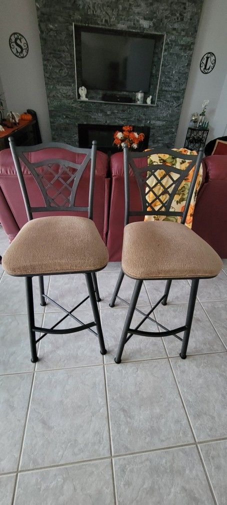 IRON BLACK/DARK BROWN  BAR CHAIRS