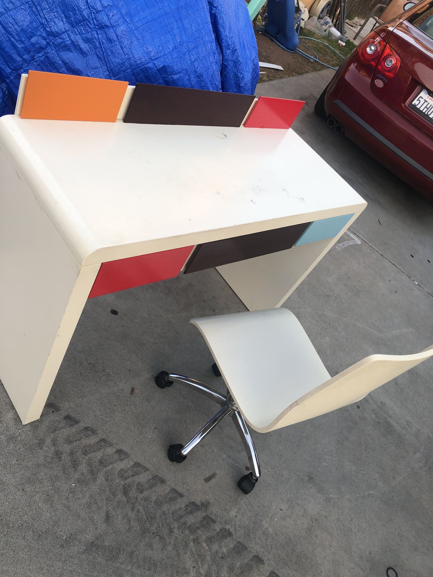 Kids desk and monkey chair 48”x 30” x 18”