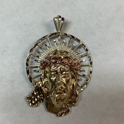 14K Tri-Color Gold Jesus Pendant - 17.3 Grams 