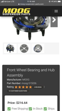 Moog Chevy gmc Cadillac 6 lug wheel bearing