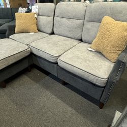 Sofa With Ottoman Grey 2 Tone New With Ottoman 