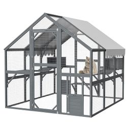 Outdoor Cat House, OPEN BOX, FINAL SALE, Large Catio Enclosure, Kitty Mansion Run with Strolling Paths and Protective Roof Cover
OPEN BOX MISSING PCS
