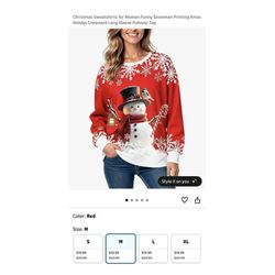 Brand new size M Christmas Sweatshirts for Women:Funny Snowman Printing Xmas Holiday Crewneck Long Sleeve Pullover Top  Whitestone/Flushing, Queens or