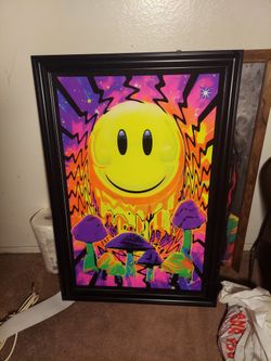 BLACK LIGHT FRAMED MUSHROOM POSTER