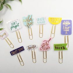 Sticker Paper Clips, Quote Bookmark Paper Clips, Planner Accessory, Stationary, Page Marker Clips, Journaling Clip, Office, School Supplies