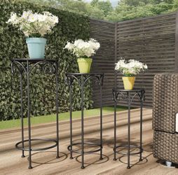 Garden Plant Stand 3-Tier Vertical Shelf Indoor or Outdoor Folding Wrought Iron.