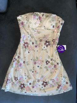 Lace-Up Floral Sequin Mini Dress