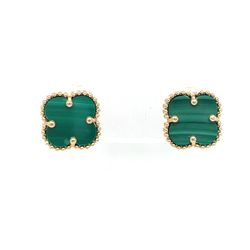 14KT Yellow Gold Green Clover Earrings 1.70g 193908/10