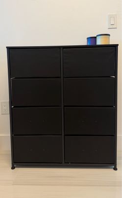NOT USED NEW 32 12 37 Black 8 Drawer Fabric Metal Dresset