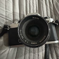 Nikon FM 35mm SLR Film Camera With 50mm Nikon Lens And Strap (Read Description)