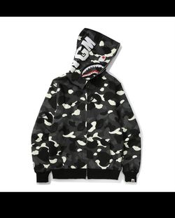 Black And White Glow In The Dark Camouflage Bape Hoodie