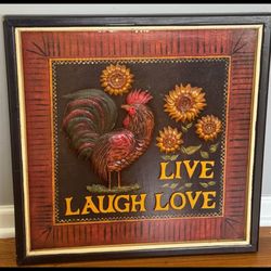 Rooster “Live Laugh Love” 3D Wall Art