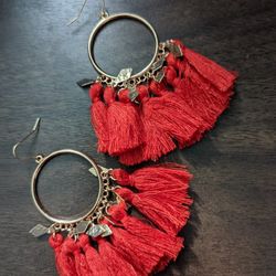 Bohemian Fringe Earring Red Or Black