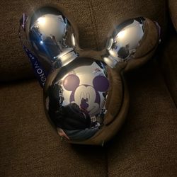 Disney Parks 100 Year Anniversary Popcorn Bucket Disneyland Silver Mickey Mouse 