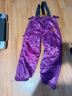Vintage Purple Snow Bib Pants with Suspenders