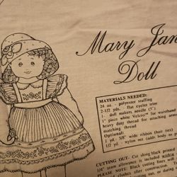 Bespoke MARY JANE fabric doll DIY panel UNCUT VINTAGE RARE