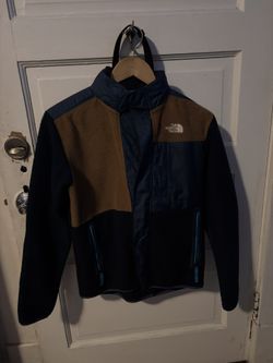North Face Jacket Navy Brown Large Youth