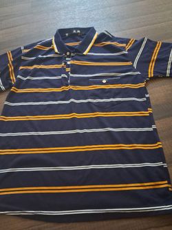 Navy Striped Short Sleeve Polo Shirt