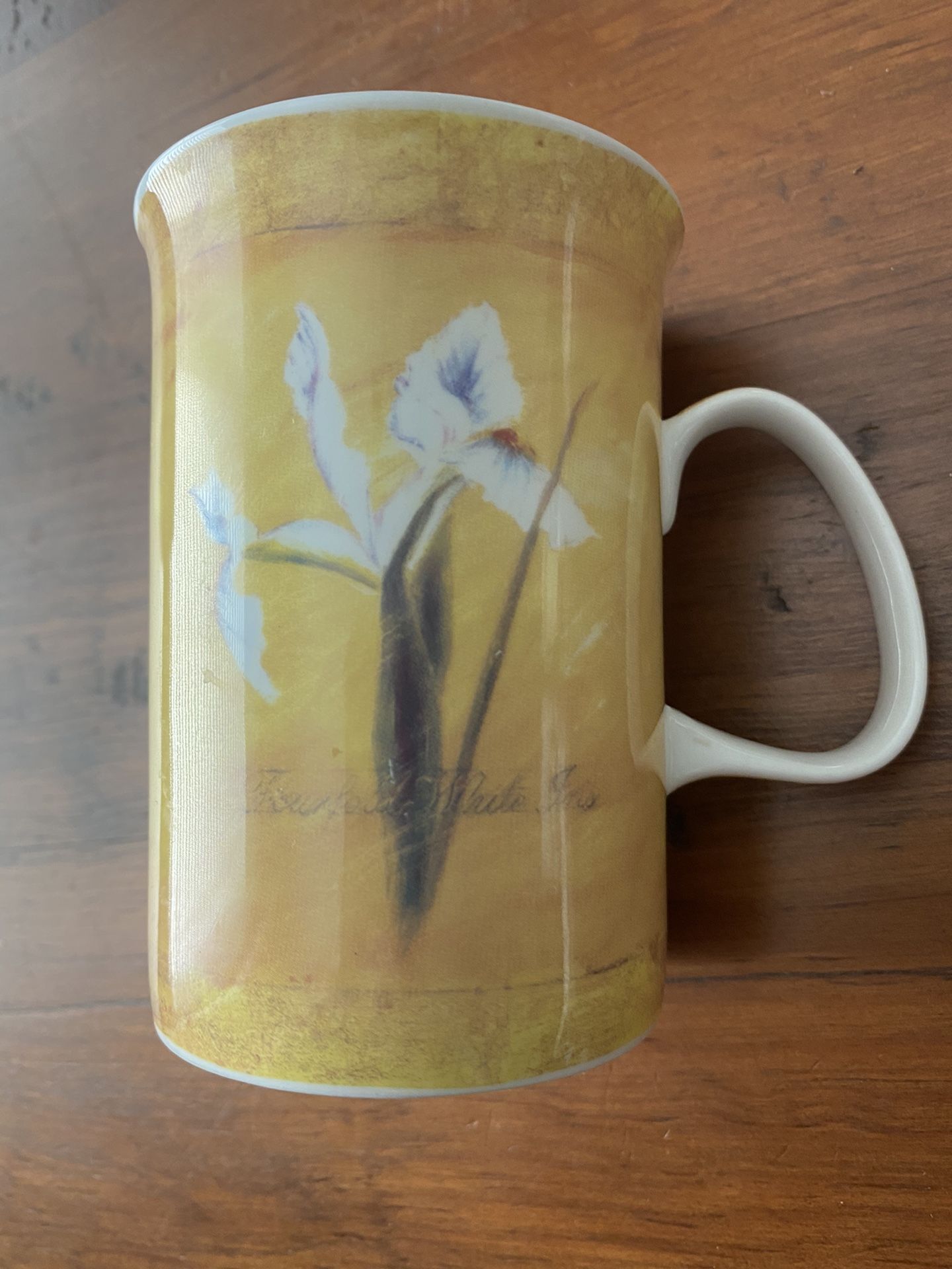 Ashdene of Australia Bone China mug Yellow floral Iris / Rose