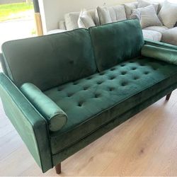 New 70in Green Velvet Sofa