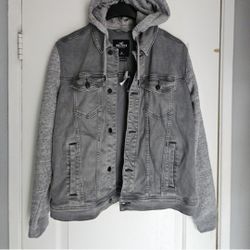 Men's Jacket Hollister Grey Denim Flex XL Trucker 
