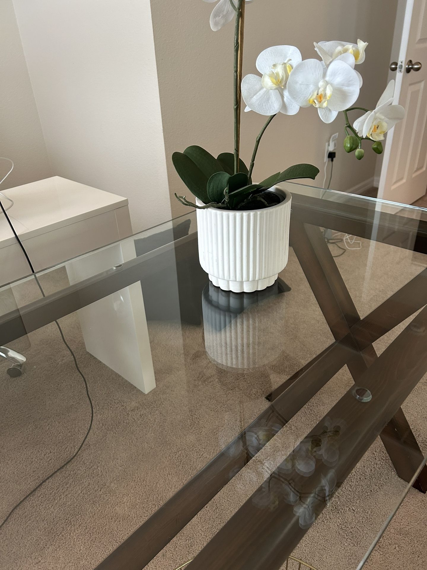 Pottery Barn Glass Top Desk, Excellent Condition 