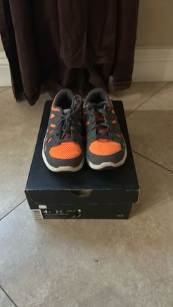 Gray and Orange Low-Top Running Sneakers