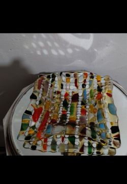 MURANO - RAINBOW GLASS CENTERPIECE/ PLATE 9"