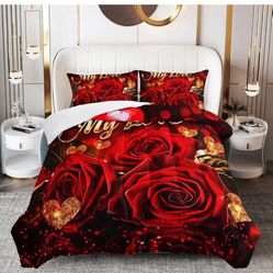 New Red Rose Comforter Set