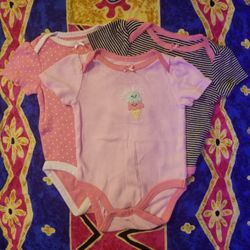 Circo Girls Sweetie Bodysuit Onesie Set/Lot Ice Cream Stripes 0-3 Months
