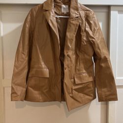 Womens Faux Leather Blazer