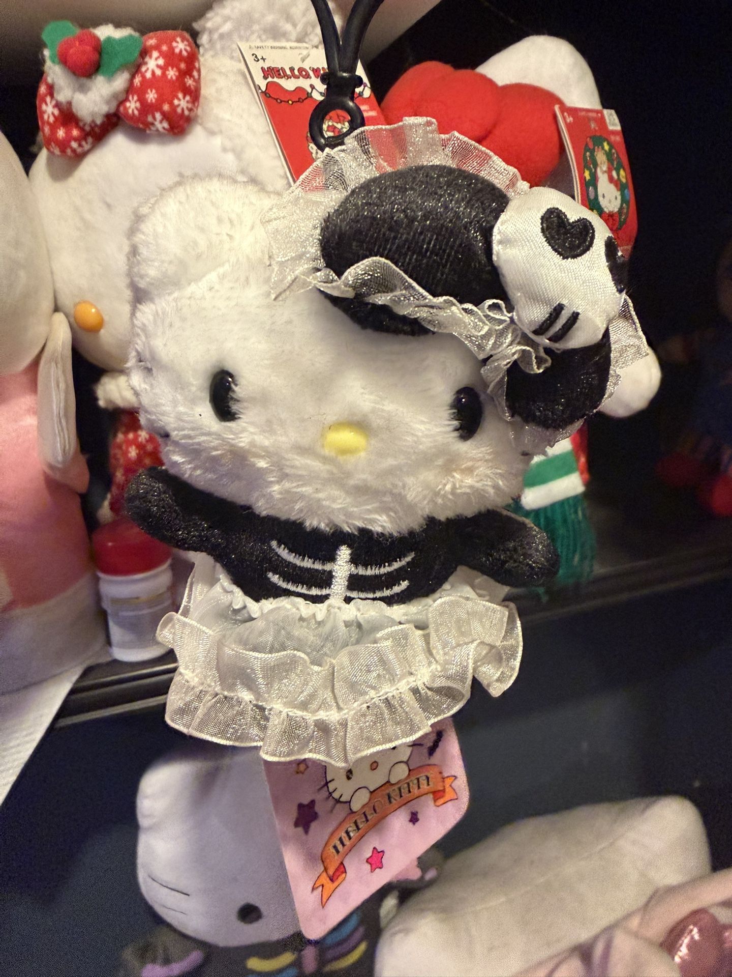 Hello Kitty Skeleton Halloween Plush Keychain