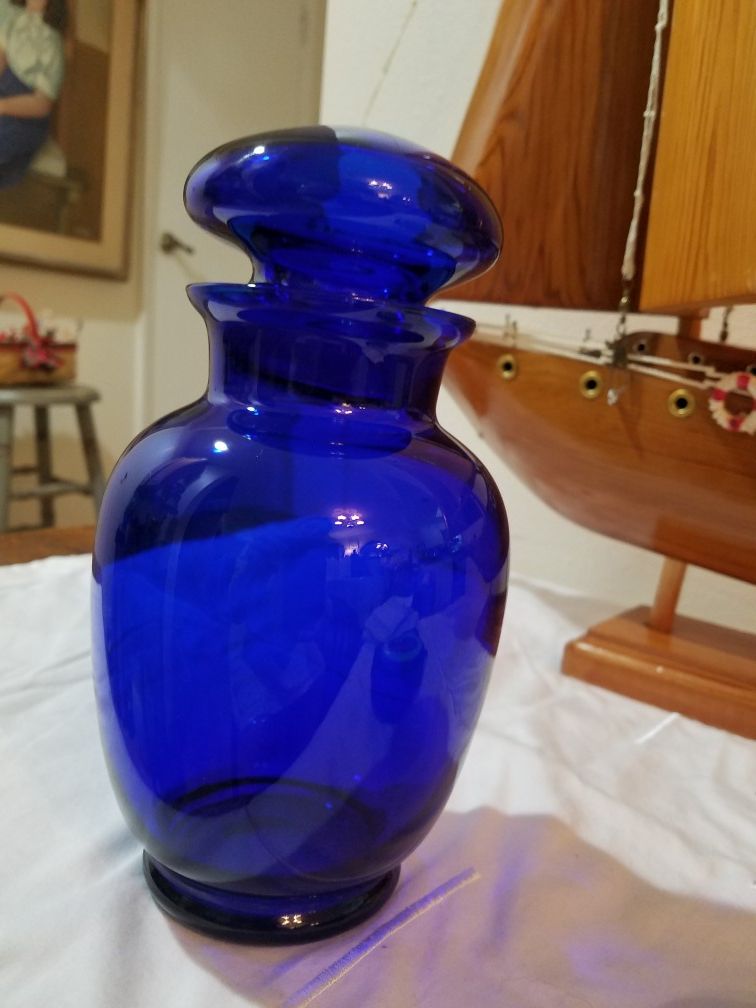 Beautiful cobalt blue canister