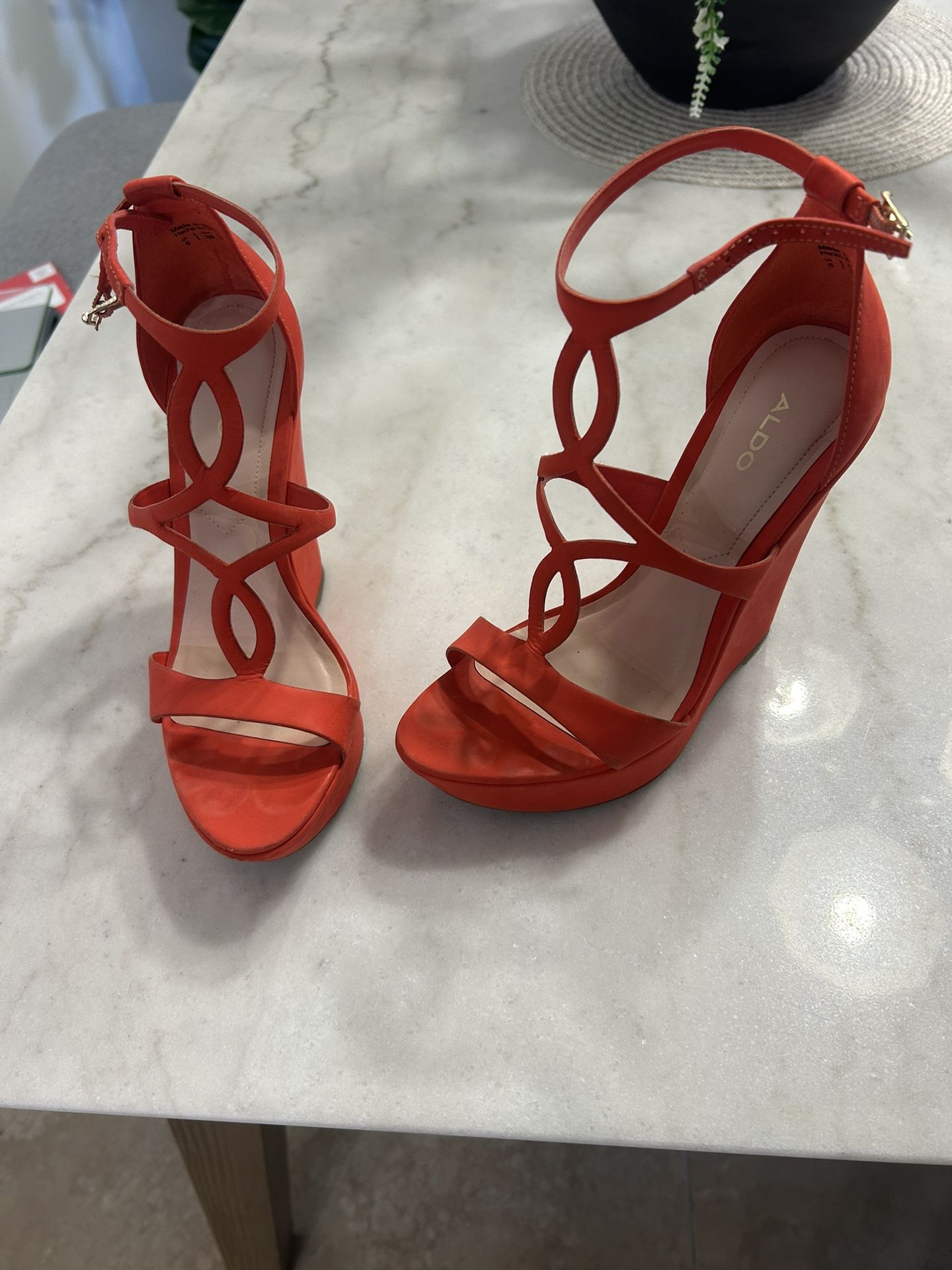 Aldo women's orange sandals, size 6