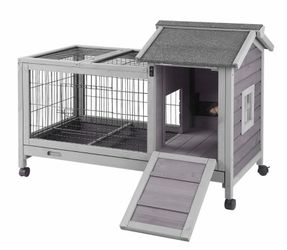 Rabbit Hutch with Run AIR24, Deep Pull-Out Tray and Wheels - Rabbit Hutch